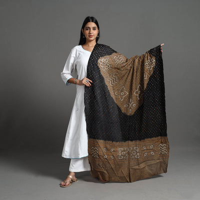 Black - Kutch Tie-Dye Cotton Bandhani Dupatta 03