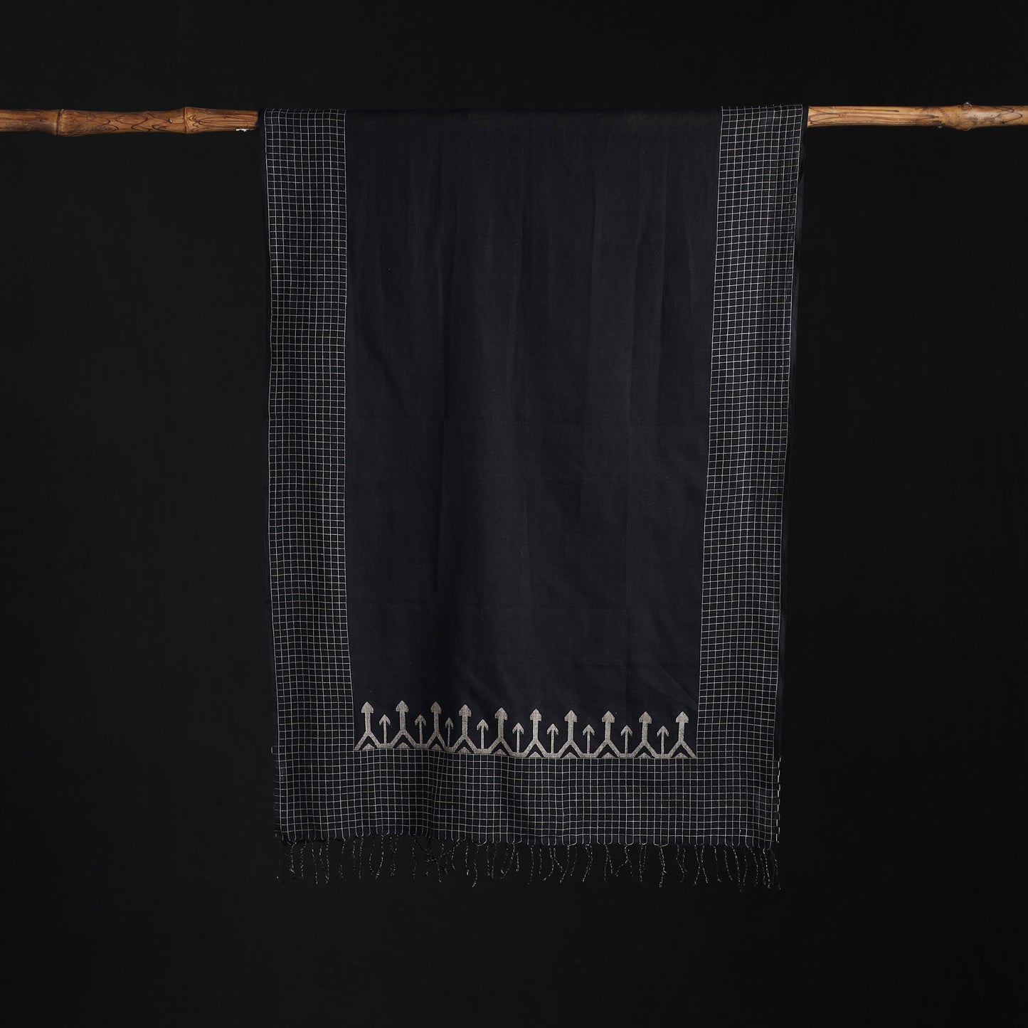 Phulia Jamdani Pure Handloom Cotton Stole with Tassels 39