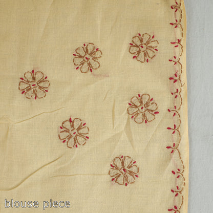 Orange - Lucknow Chikankari Hand Embroidery Cotton Saree 59