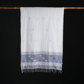 Phulia Jamdani Pure Handloom Cotton Stole with Tassels 38