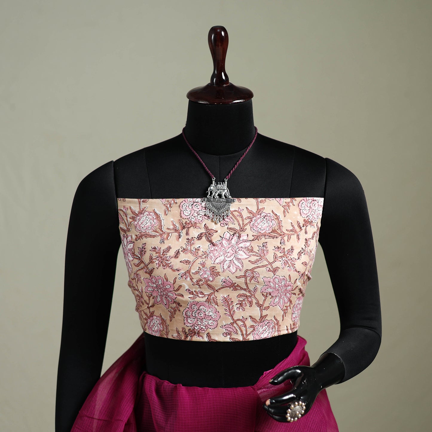Pink - Nazaakat Kota Doria Cotton Plain Saree with Blouse & Jewellery Set 72