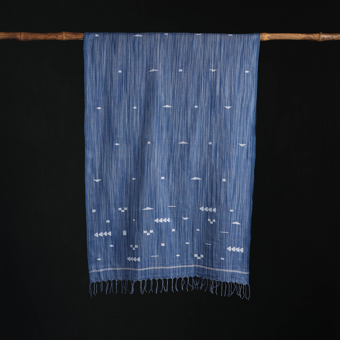 Phulia Jamdani Pure Handloom Cotton Stole with Tassels 37