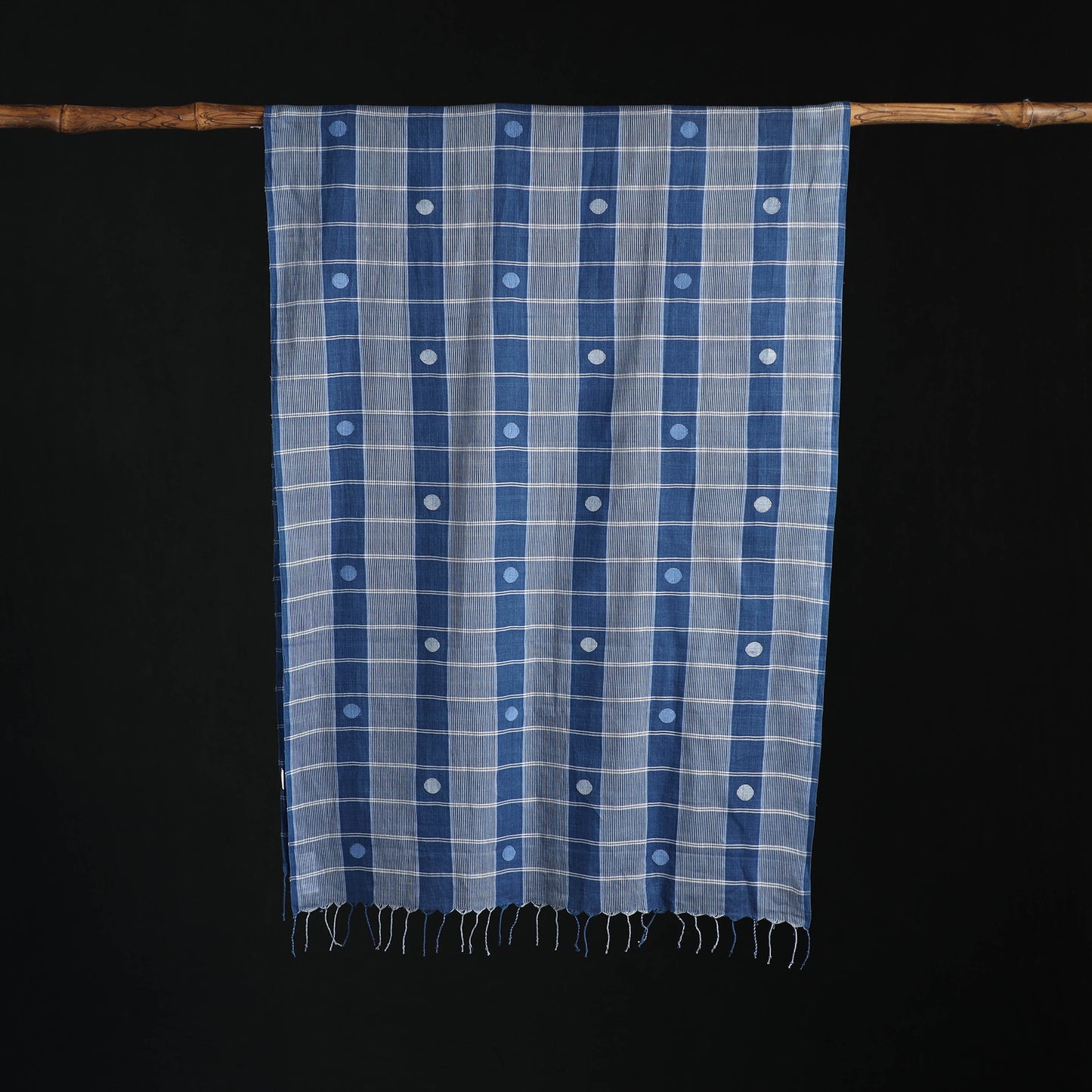Phulia Jamdani Pure Handloom Cotton Stole with Tassels 36