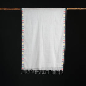 Phulia Jamdani Pure Handloom Cotton Stole with Tassels 35