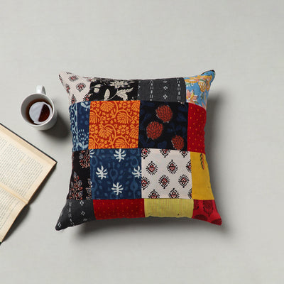 Handcrafted Cotton Patchwork Cushion Cover (16 x 16 in) 18