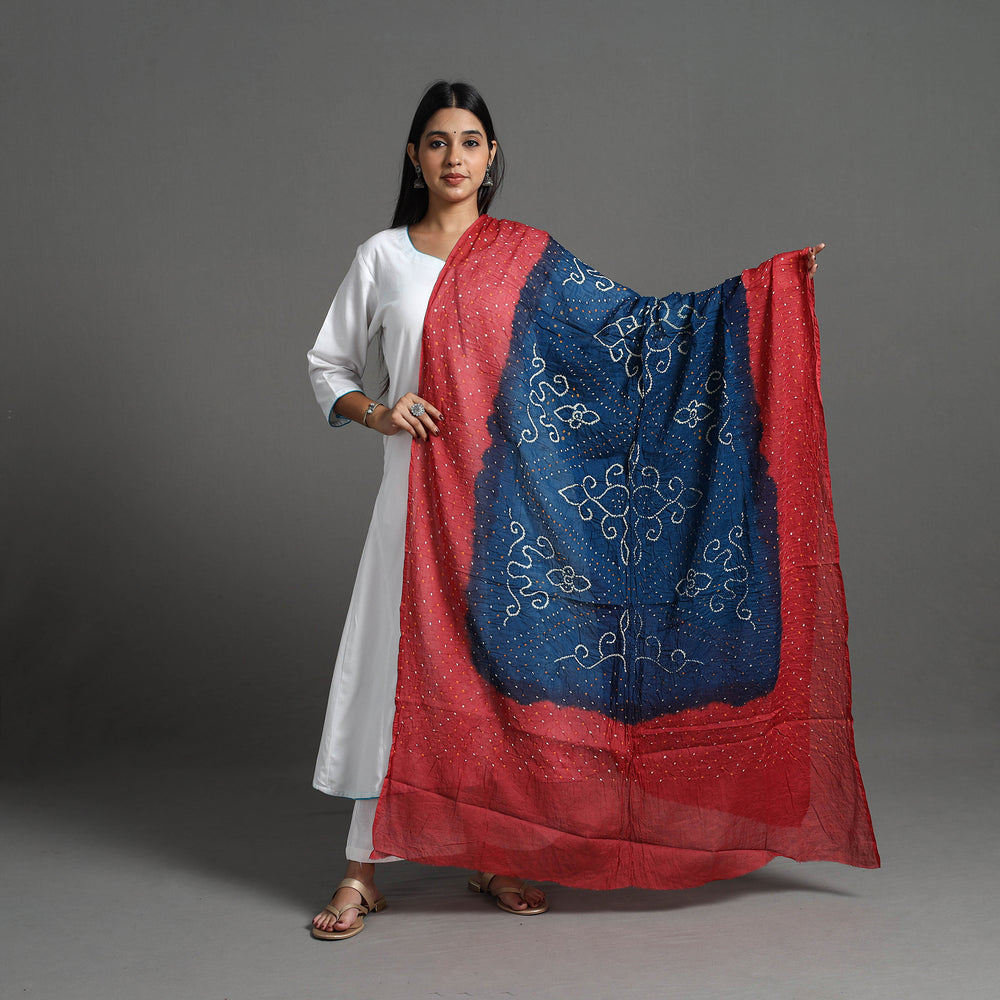 Blue - Kutch Tie-Dye Cotton Bandhani Dupatta 06