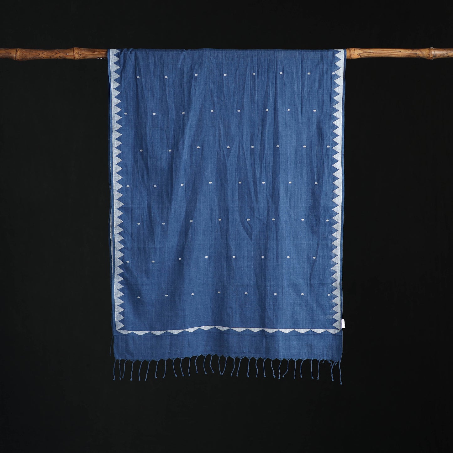 Phulia Jamdani Pure Handloom Cotton Stole with Tassels 34