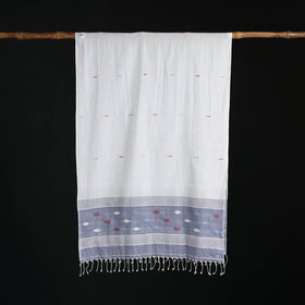 Phulia Jamdani Pure Handloom Cotton Stole with Tassels 33