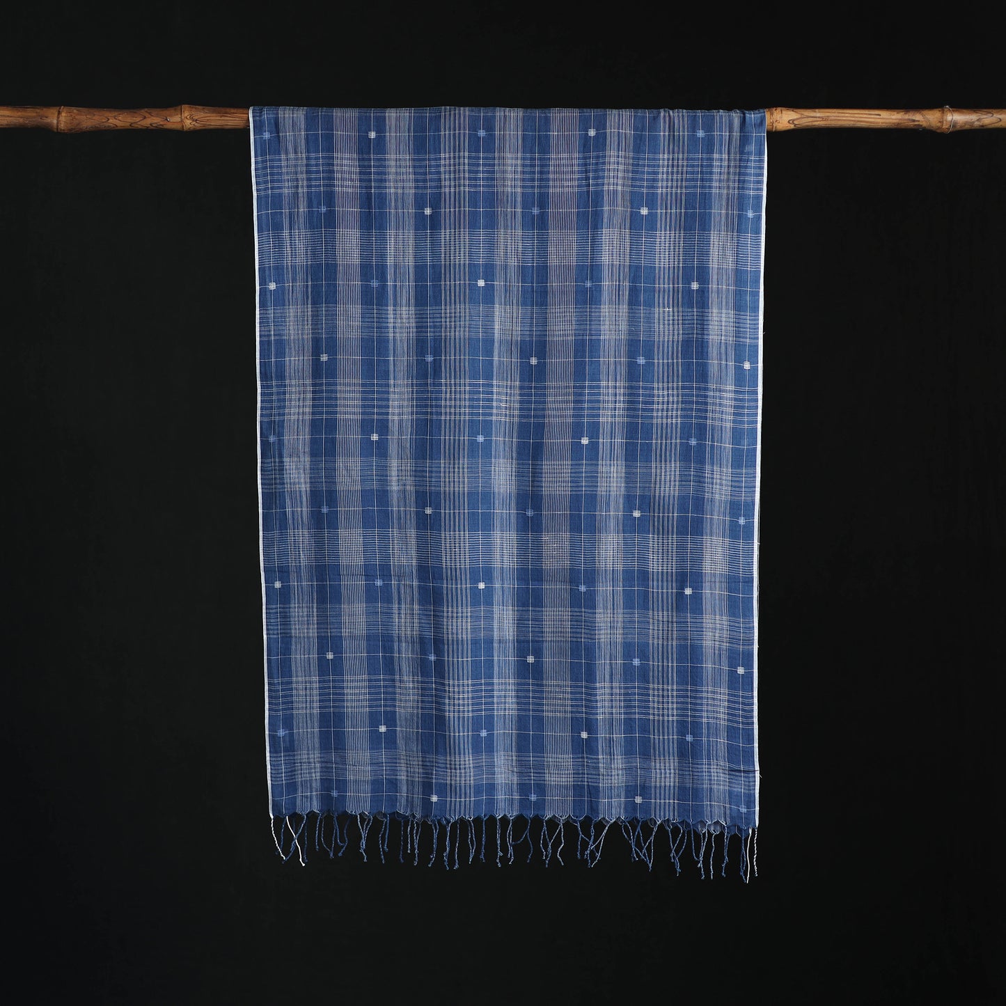Phulia Jamdani Pure Handloom Cotton Stole with Tassels 32