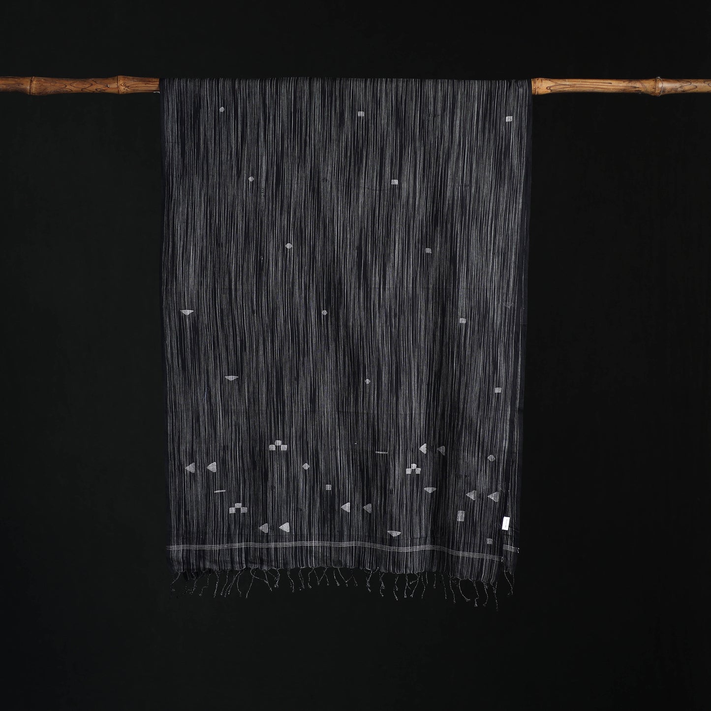 Phulia Jamdani Pure Handloom Cotton Stole with Tassels 31