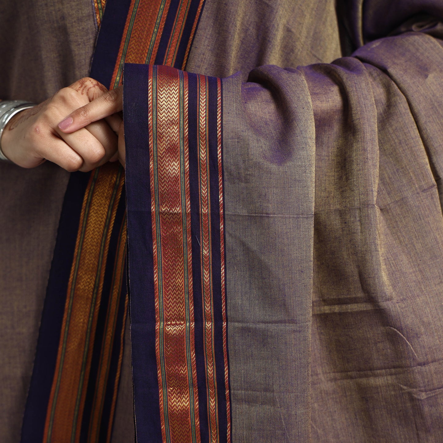 Brown - Dharwad Cotton Kurta with Palazzo & Dupatta Set