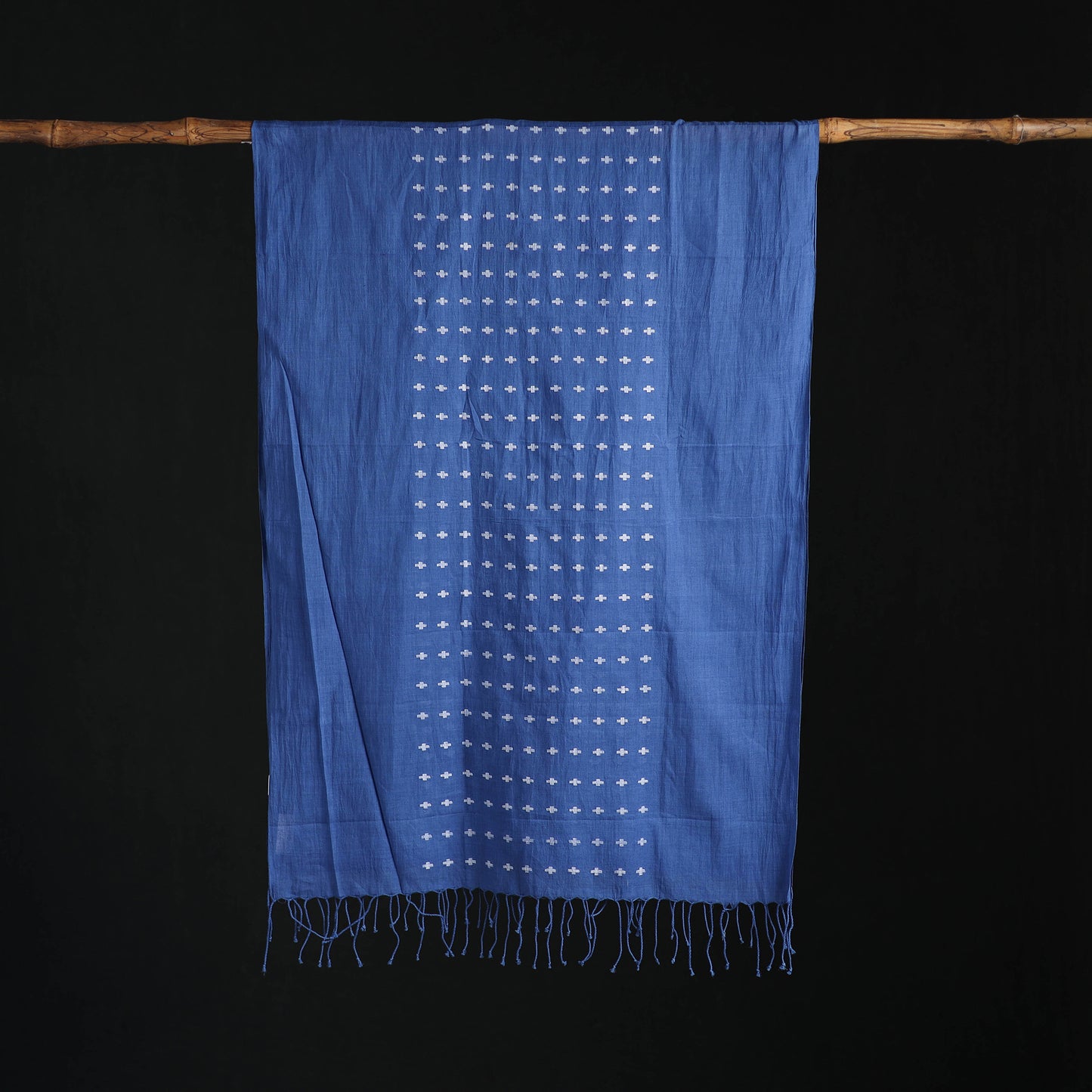 Phulia Jamdani Pure Handloom Cotton Stole with Tassels 30