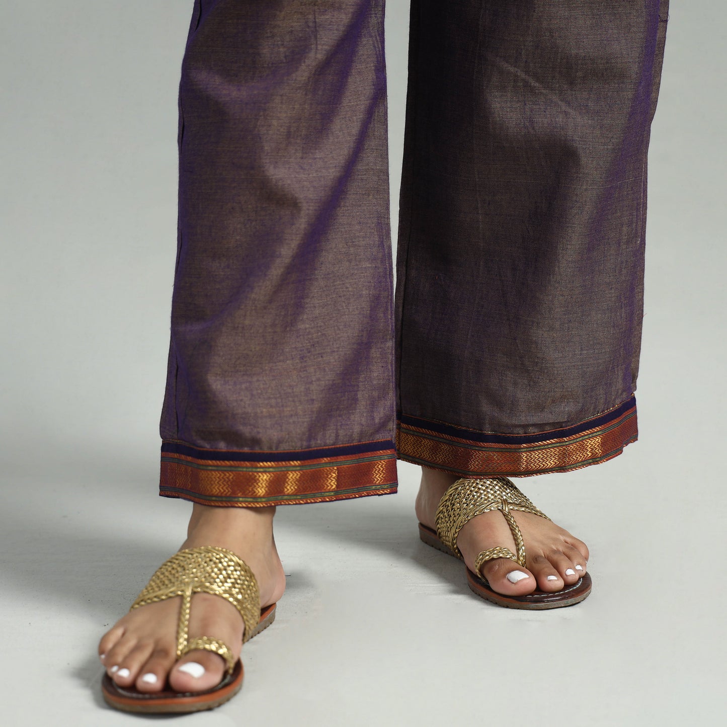 Brown - Dharwad Cotton Kurta with Palazzo & Dupatta Set