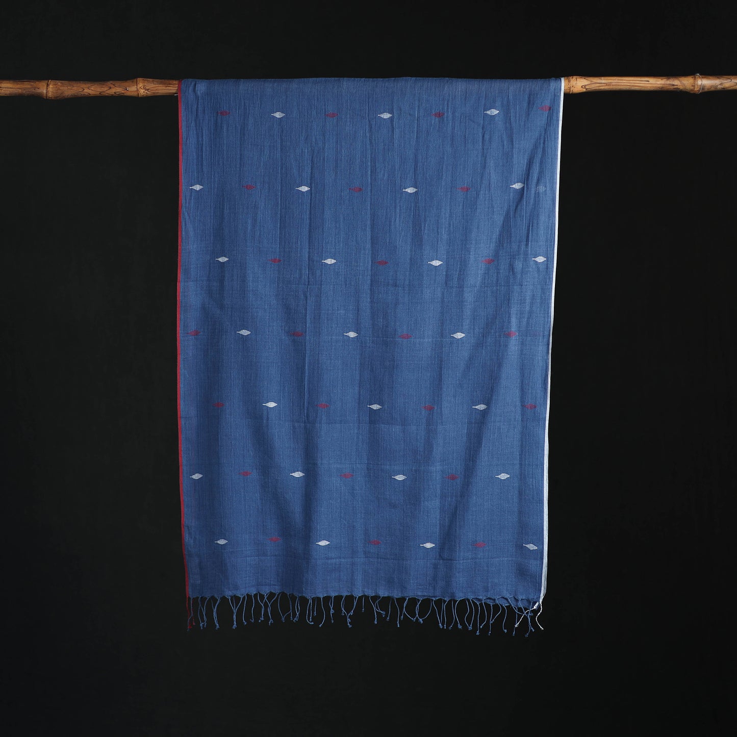 Phulia Jamdani Pure Handloom Cotton Stole with Tassels 29