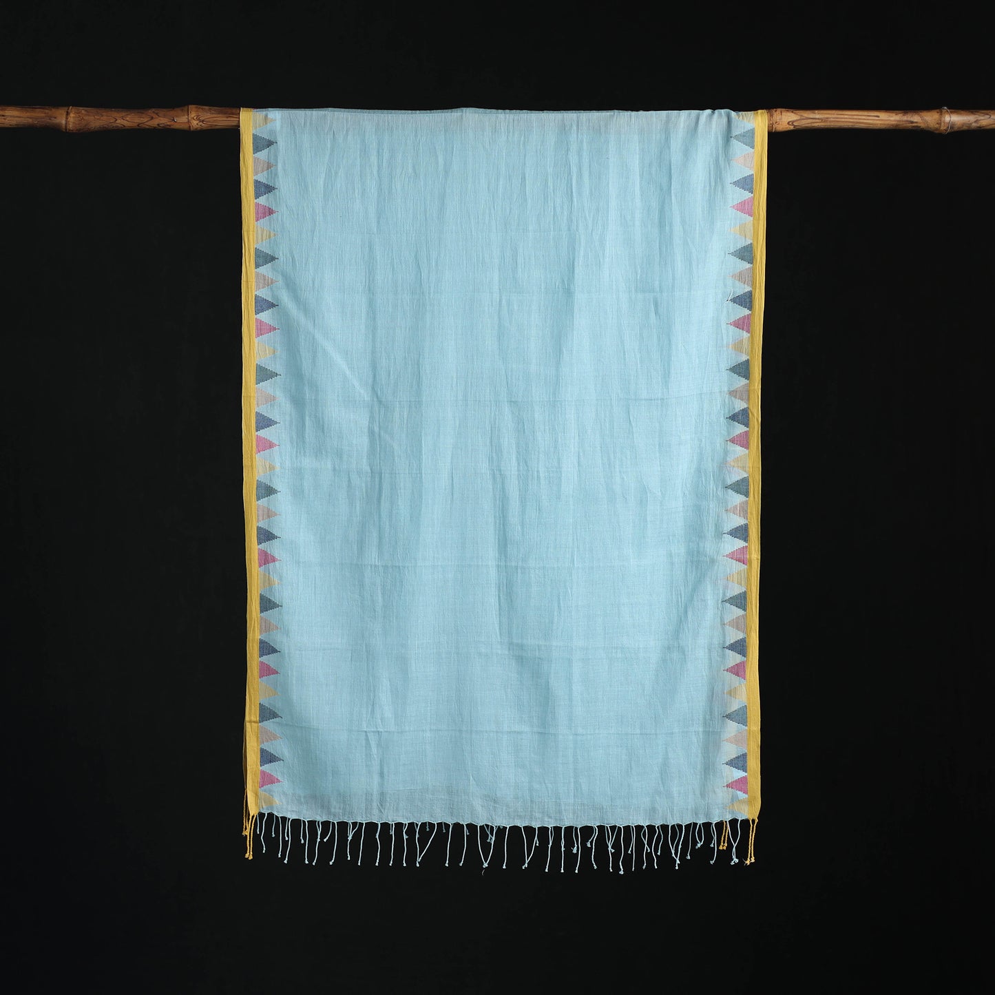 Phulia Jamdani Pure Handloom Cotton Stole with Tassels 28