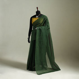 Green - Nazaakat Kota Doria Cotton Plain Saree with Blouse & Jewellery Set 74