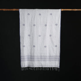 Phulia Jamdani Pure Handloom Cotton Stole with Tassels 27