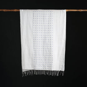 Phulia Jamdani Pure Handloom Cotton Stole with Tassels 26