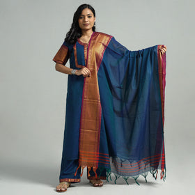 Blue - Dharwad Cotton Kurta with Palazzo & Dupatta Set