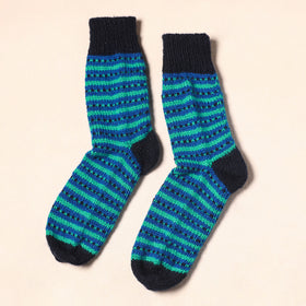 Blue Kumaun Hand Knitted Woollen Socks (Adult) 