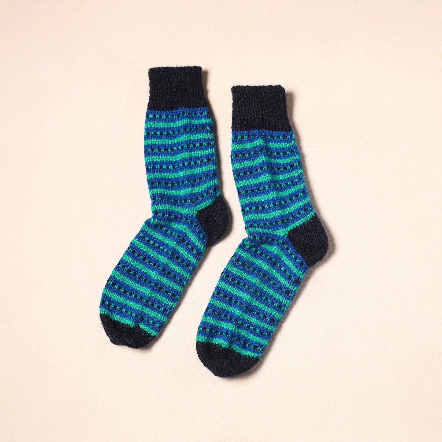 Blue Kumaun Hand Knitted Woollen Socks (Adult) 