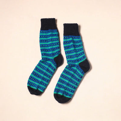 Blue Kumaun Hand Knitted Woollen Socks (Adult) 