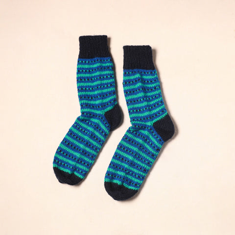 Blue Kumaun Hand Knitted Woollen Socks (Adult) 