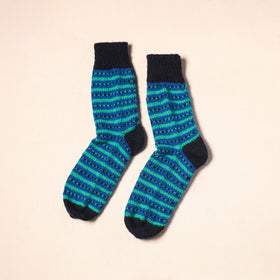 Blue Kumaun Hand Knitted Woollen Socks (Adult) 