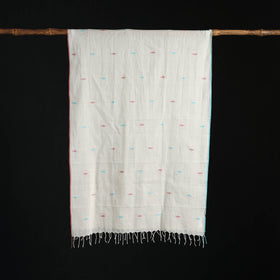 Phulia Jamdani Pure Handloom Cotton Stole with Tassels 24
