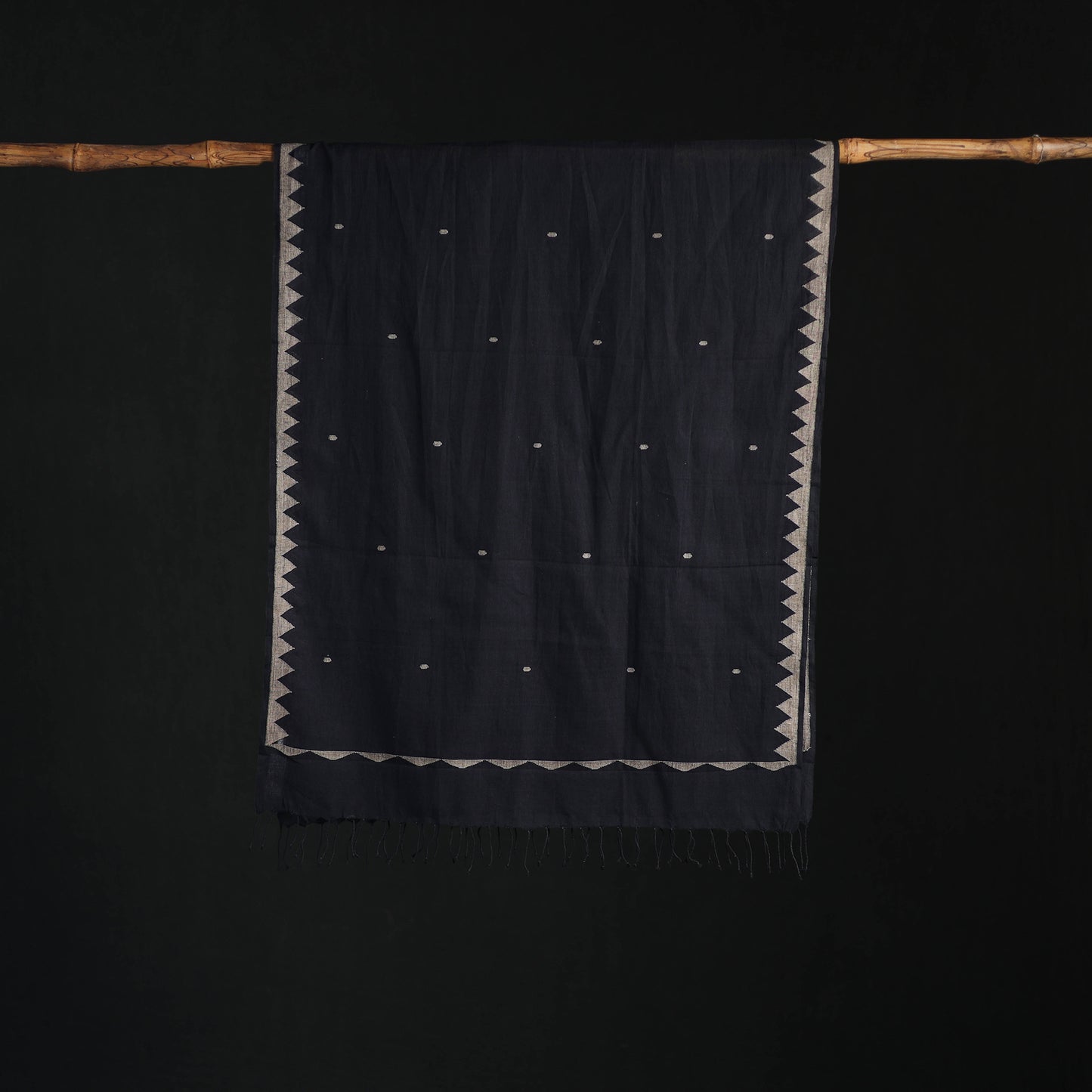 Phulia Jamdani Pure Handloom Cotton Stole with Tassels 23
