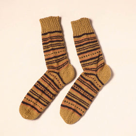 Brown Kumaun Hand Knitted Woollen Socks (Adult) 