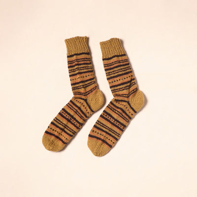 Brown Kumaun Hand Knitted Woollen Socks (Adult) 