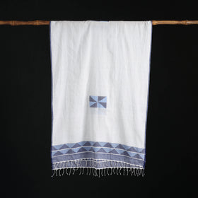Phulia Jamdani Pure Handloom Cotton Stole with Tassels 20