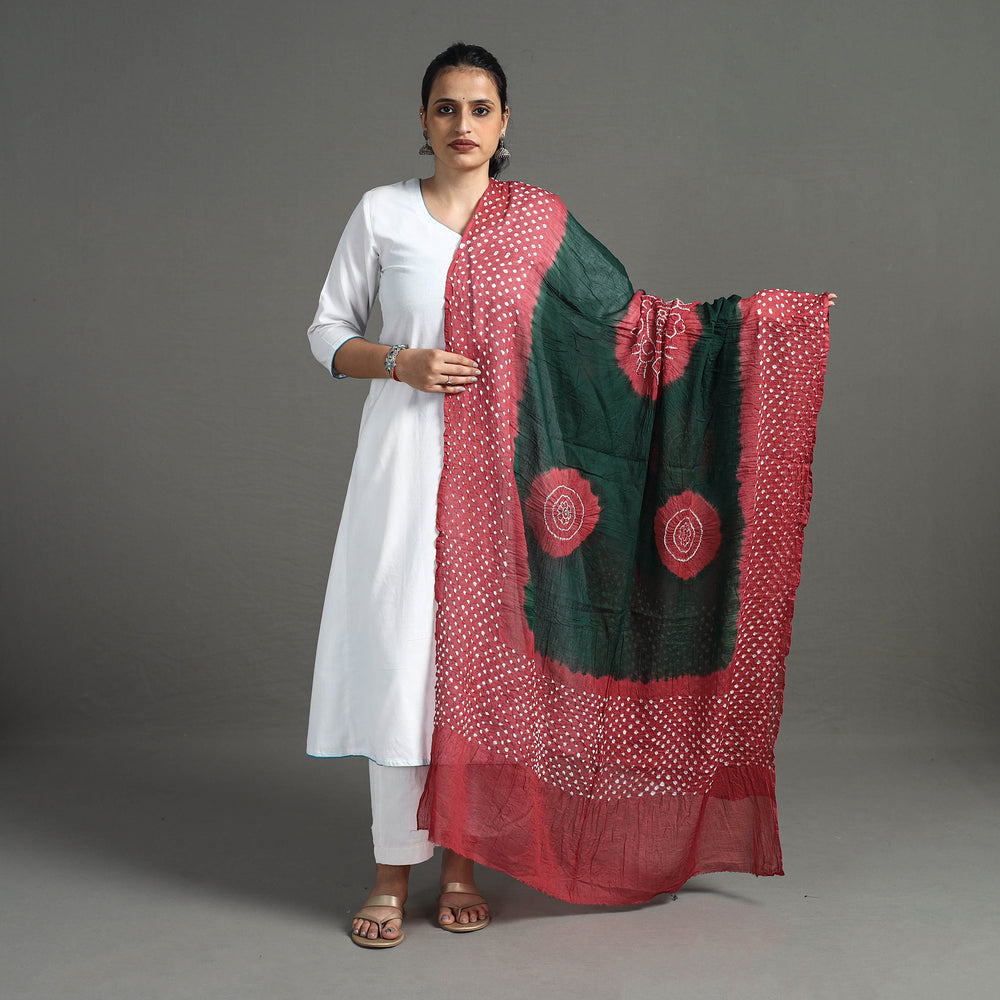 Red - Kutch Tie-Dye Cotton Bandhani Dupatta 19