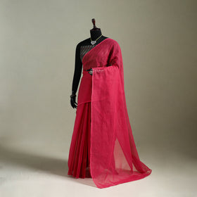 Pink - Nazaakat Kota Doria Cotton Plain Saree with Blouse & Jewellery Set 75