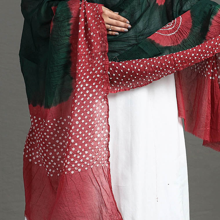 Red - Kutch Tie-Dye Cotton Bandhani Dupatta 19