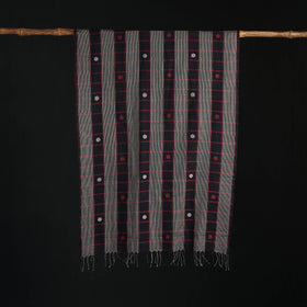 Phulia Jamdani Pure Handloom Cotton Stole with Tassels 17