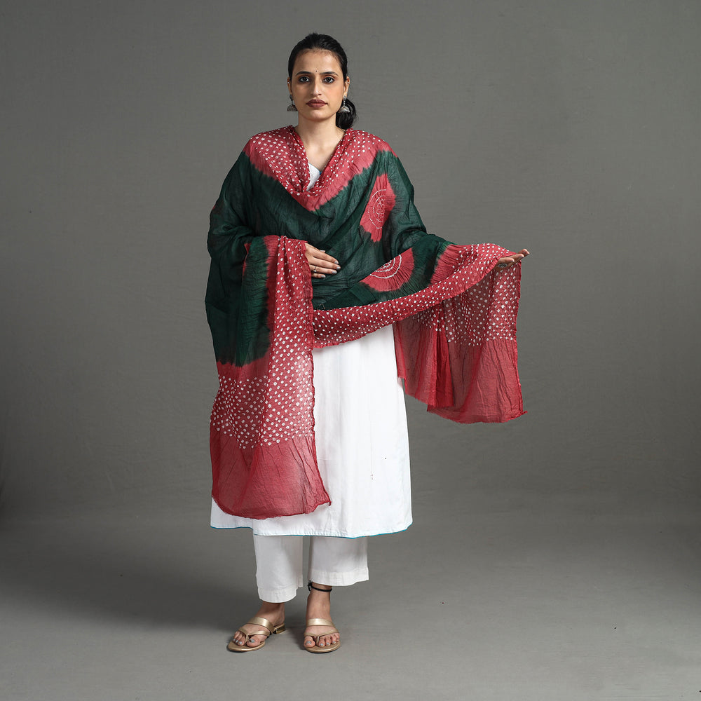 Red - Kutch Tie-Dye Cotton Bandhani Dupatta 19