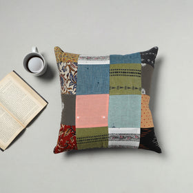 Multicolor - handcrafted cotton patchwork cushion cover 38