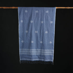 Phulia Jamdani Pure Handloom Cotton Stole with Tassels 15