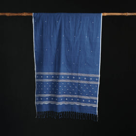 Phulia Jamdani Pure Handloom Cotton Stole with Tassels 14