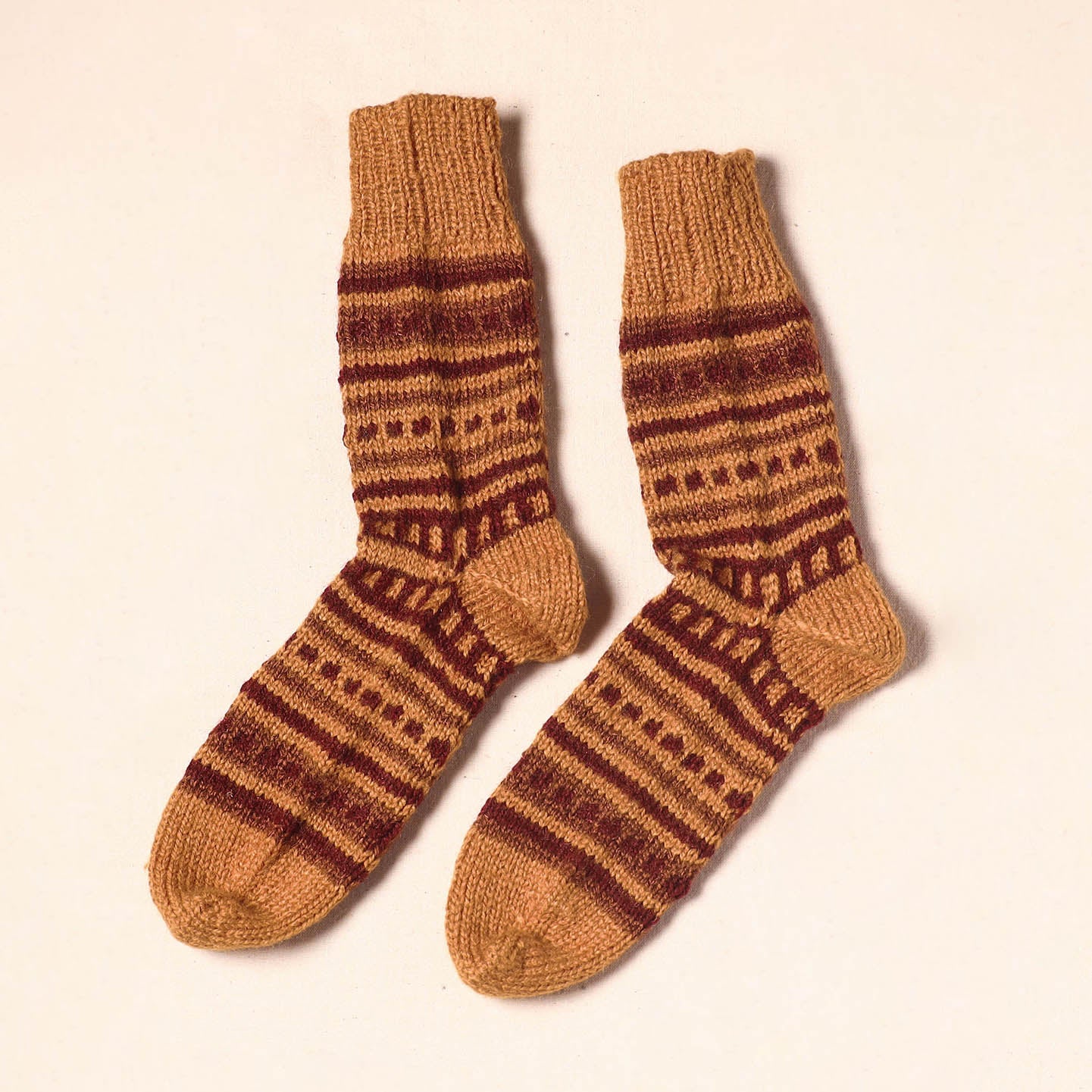 Brown Kumaun Hand Knitted Woollen Socks (Adult) 