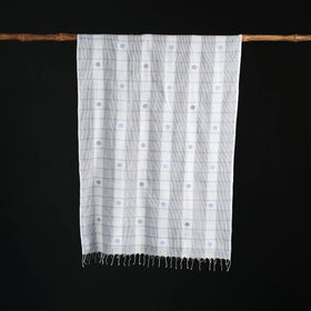Phulia Jamdani Pure Handloom Cotton Stole with Tassels 13