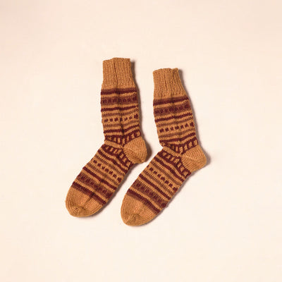 Brown Kumaun Hand Knitted Woollen Socks (Adult) 
