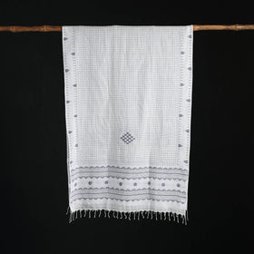 Phulia Jamdani Pure Handloom Cotton Stole with Tassels 12