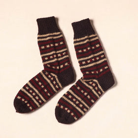 Black Kumaun Hand Knitted Woollen Socks (Adult) 