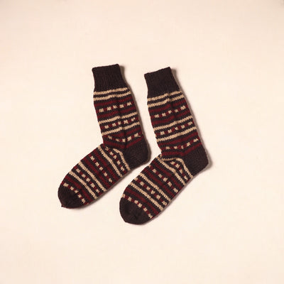 Black Kumaun Hand Knitted Woollen Socks (Adult) 