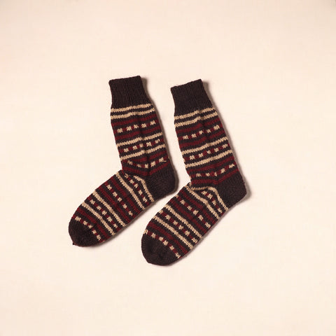 Black Kumaun Hand Knitted Woollen Socks (Adult) 