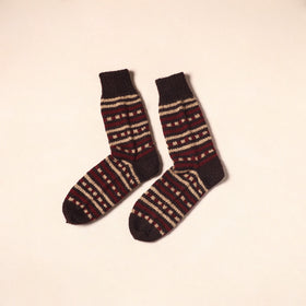Black Kumaun Hand Knitted Woollen Socks (Adult) 