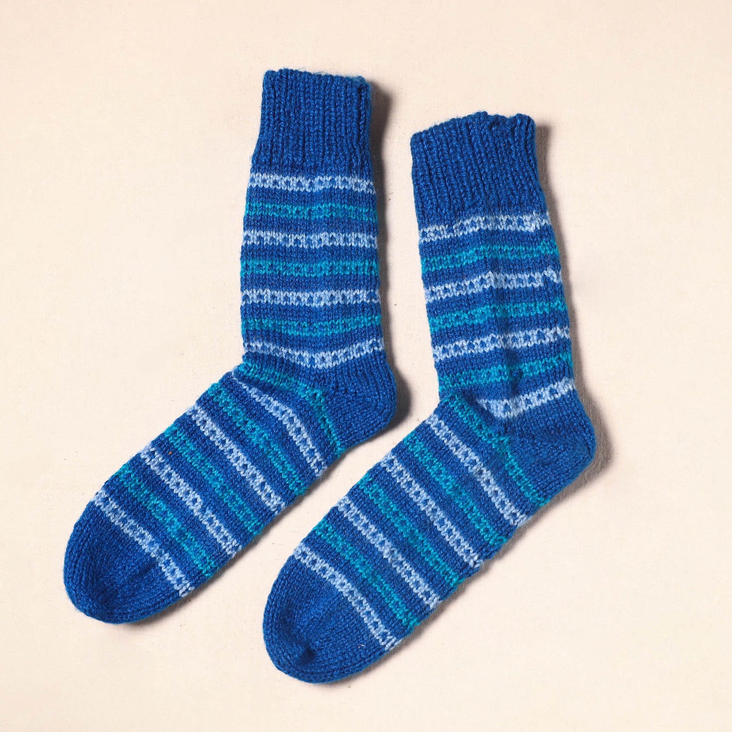 Blue Kumaun Hand Knitted Woollen Socks (Adult) 